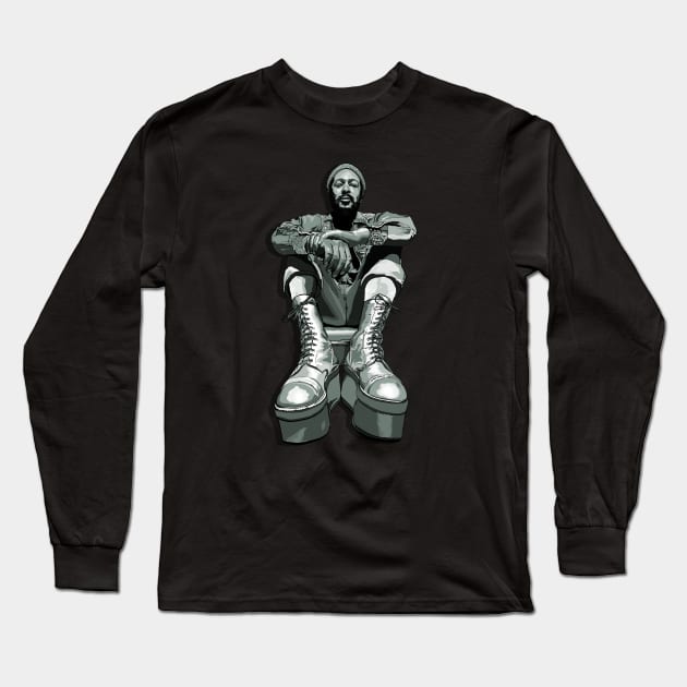 Marvin's Platform Boots- Black and White Long Sleeve T-Shirt by FanboyMuseum